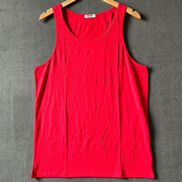 Coofandy Tank Top Red Sleeveless Y-Back Gym Fitness T-Shirt - Men's Size Small - Picture 1 of 5